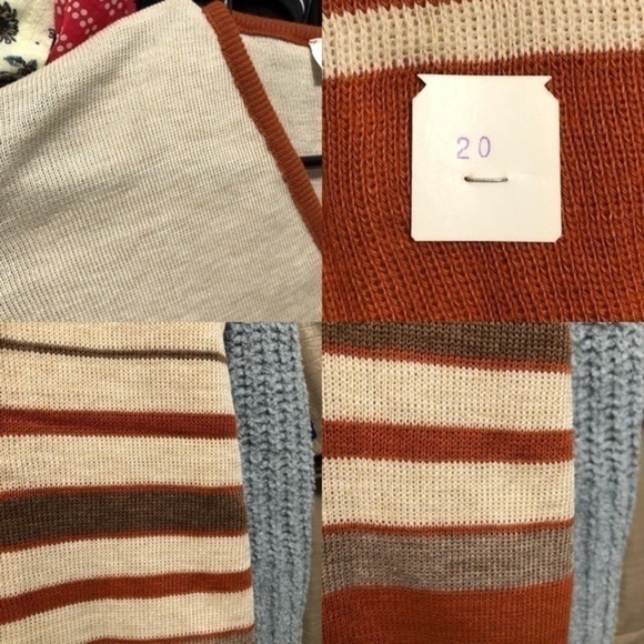 Dead Stock Vintage Striped Ribbed Piping Sweater Vest Sz Large -The "Esther" Top - Picture 10 of 16